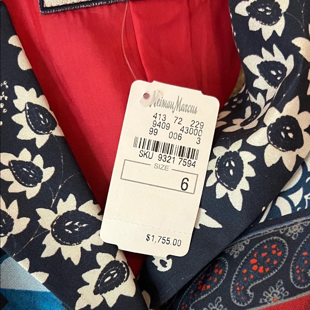 Etro Multicolor Patchwork Print Silk Blazer Jacket Size 40 XS NWT - Picture 8 of 14